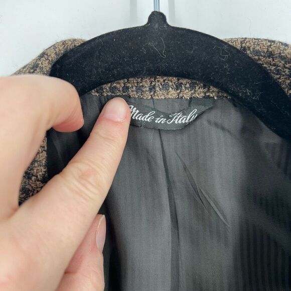 Vintage Vito Rufolo Silk Wool Sport Coat Blazer size 43E brown herringbone plaid - Picture 3 of 13